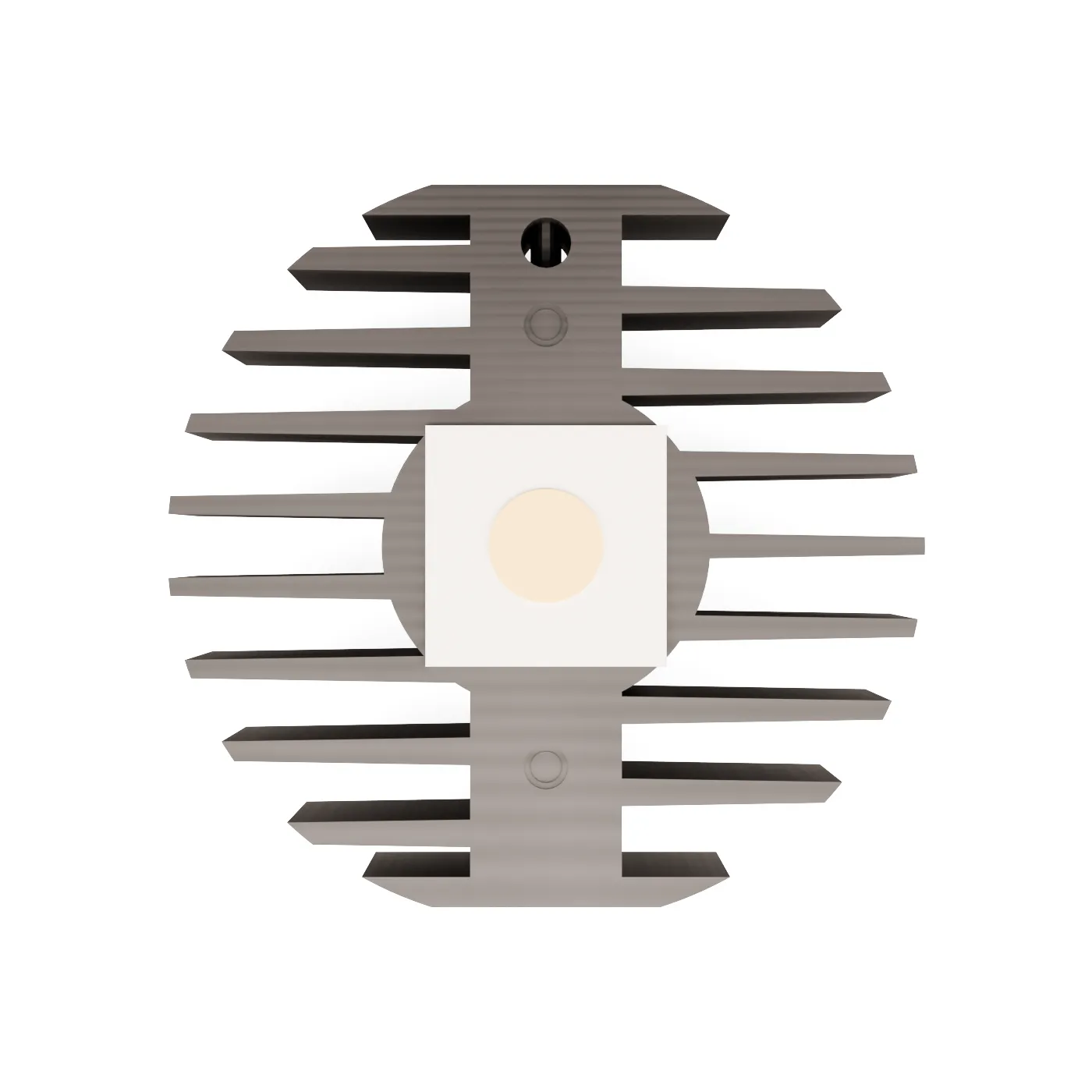 Front view of the heat sink and central LED module.