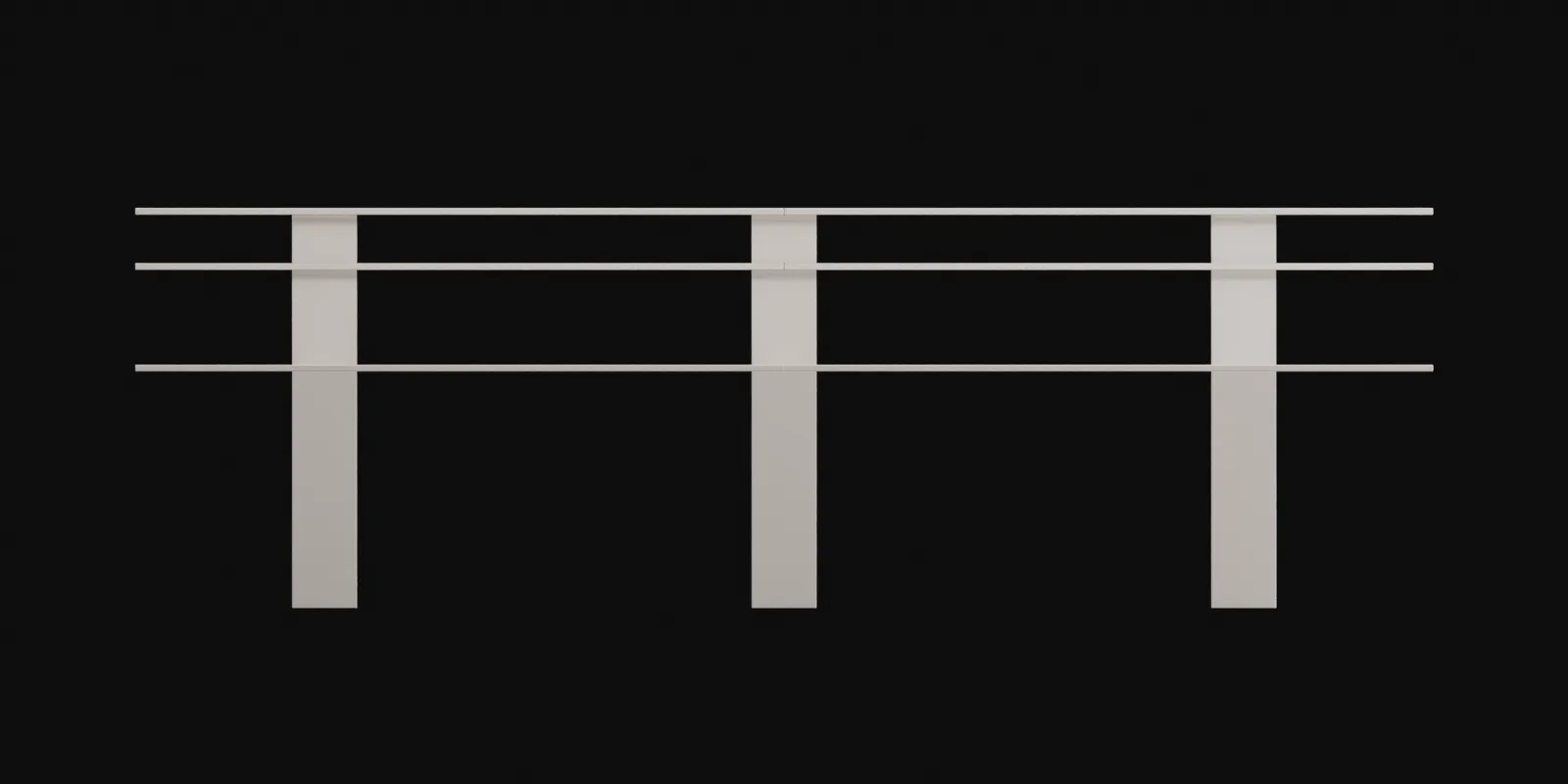 Frontal orthographic view of the white spatial table against a black background
